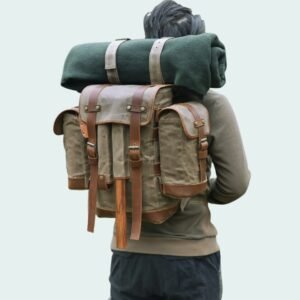 Outdoor Camping Retro Waterproof Oil Wax Canvas Sports Mountaineering Bag