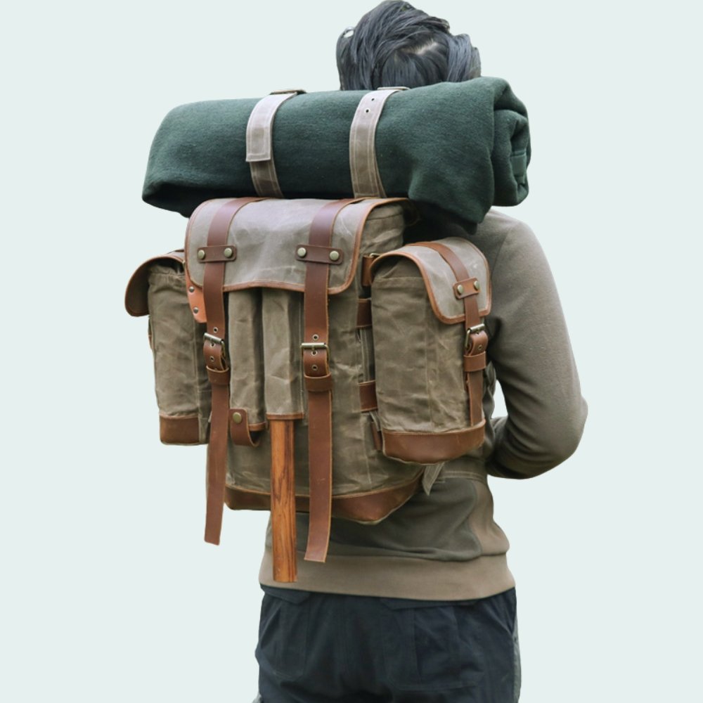 Outdoor Camping Retro Waterproof Oil Wax Canvas Sports Mountaineering Bag